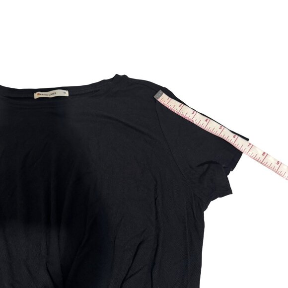 Marine Layer Black Twisted Front Short Sleeve Top Womens sz Medium Modal Blend - Picture 7 of 11